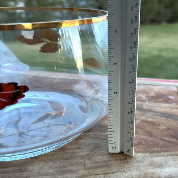 Vintage HAND BLOWN TUSCANY GLASS BOWL WITH GOLD TRIM & FLOWERS - Picture 3 of 6